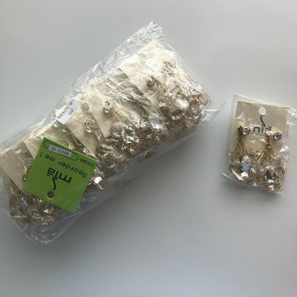 12 MIA Gold Tone Crystals Earring Bundle Set - Picture 1 of 3